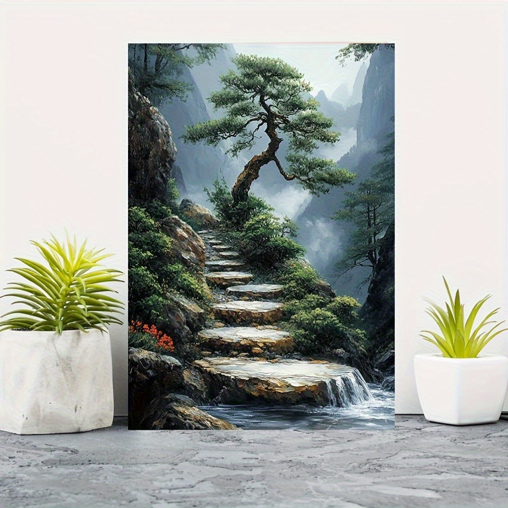 Bonsai Vertical Garden - Zen-Garten-Leinwandkunstwerk mit einem japanischen Bonsai-Baum, perfekt
